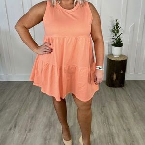 Neon Coral Baby Doll Dress